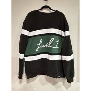 Level 1 Polar Fleece Men's Crew Neck Sweatshirt Size XL Black Green White